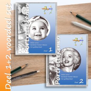 Realistisch portrettekenen met grafietpotlood deel 1+2